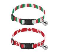 Lot de 2 colliers pour chiens de petite taille de 2,3 à 6,8 kg avec boucle à dégagement rapide pour chiennes, drapeau italien, drapeau du Canada