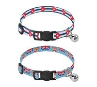 Lot de 2 colliers pour chiot avec boucle à dégagement rapide - Pour fille et garçon - Drapeau national de Cuba - Drapeau national fidjien officiel de l'île Fidji
