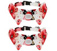 Lot de 2 colliers pour chiot avec nœud papillon, motif coccinelle réglable, collier élégant pour chiens et chats de petite et moyenne taille