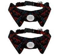 Lot de 2 colliers pour chiot, motif cimetière d'Halloween, nœud papillon, collier réglable avec nœuds papillon pour chiens de petite et moyenne taille, chats, lapins