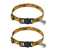 Lot de 2 colliers pour chiots avec tournesols et citrouilles faciles à nettoyer