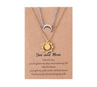 Lot de 2 colliers pour couple en acier inoxydable avec pendentif lune soleil et chaîne à maillons simples pour femme et adolescente, taille unique, Comme décrit, Comme décrit.