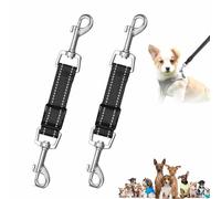 Lot de 2 colliers pour harnais de sécurité, laisse réglable à double extrémité pour chien, connecteur de collier pour animal domestique, double laisse pour animaux de compagnie, chiot