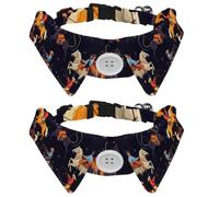 Lot de 2 colliers pour petit chien, style cow-boys avec chevaux, noir, réglable avec nœud papillon mignon pour chiens de taille moyenne, chats, chiots, lapins, chatons