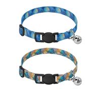 Lot de 2 colliers pour petits chiens avec boucle à dégagement rapide pour chiens filles et garçons marbrés jaunes bleus marbrés jaunes bleus