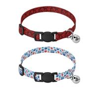 Lot de 2 colliers pour petits chiens avec boucle à dégagement rapide - Pour filles et garçons - Rose rouge vif - Monstres ludiques et texte