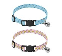 Lot de 2 colliers pour petits chiens avec boucle de dégagement pour chiot, fille, garçon, palmier bleu, ananas, été, plage, blush, crêpes, desserts, nourriture savoureuse