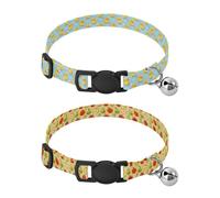 Lot de 2 colliers pour petits chiens avec boucle de libération pour chiens filles et garçons - Jaune canard cœur rouge verger pome poire fruit cuisine