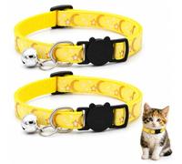Lot de 2 Colliers réfléchissants réglables pour Chat avec Clochette, Lune et étoiles imprimées avec Boucle de sécurité, Collier Mignon pour Chats et Chatons, Plusieurs Couleurs Disponibles
