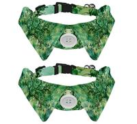 Lot de 2 colliers réglables avec nœud papillon pour chien, arbre de vie vert, forêt indienne, esthétique, nature, amovible, pour chat, petits animaux de compagnie