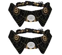 Lot de 2 colliers réglables avec nœud papillon pour chien, cercle magique avec étoiles, constellations du zodiaque, phases de lune, collier détachable pour chiot, chat, petit animal de compagnie