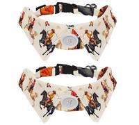 Lot de 2 colliers réglables avec nœud papillon pour chien, style western vintage, cow-boys et chevaux - Pour chien et chat - Cadeau d'anniversaire