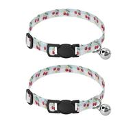 Lot de 2 colliers réglables Buffalo Check Red Cherry Bell pour petits chiens et chats de 27,6 à 43,1 cm