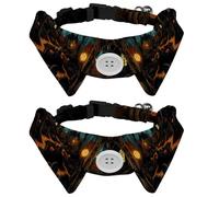 Lot de 2 colliers réglables pour chat avec nœud papillon pour Halloween, cimetière d'Halloween, joli nœud papillon pour chiens de petite et moyenne taille