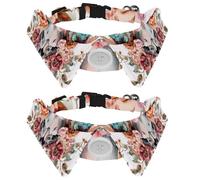 Lot de 2 colliers réglables pour chien avec nœud papillon, aquarelle, floral, cornes et plumes, amovibles pour chat, petits animaux de compagnie