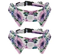 Lot de 2 colliers réglables pour chien avec nœud papillon et clochette - Anémone rose - Collier de chemise pour petits chiens, chats et chatons