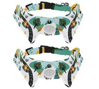Lot de 2 colliers réglables pour chien avec nœud papillon et clochette - Motif de voitures de dessin animé - Arbres et collines - Nœud papillon pour animaux domestiques de petite et moyenne taille