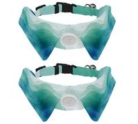 Lot de 2 colliers réglables pour chien avec nœud papillon, vert et bleu, texture vague de l'océan abstraite, collier détachable pour chiot, chat, petit animal de compagnie