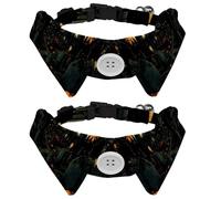 Lot de 2 colliers réglables pour chien de style chemise de cimetière d'Halloween avec nœud papillon, anneau à nœud papillon mignon pour garçons et filles de petite et moyenne taille