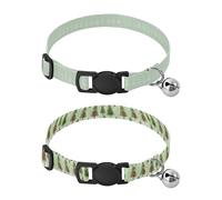 Lot de 2 colliers réglables pour chien mâle de petite taille, vert clair, blanc, esquisse, arbres, pois, vert clair, aquarelle, arbres à carreaux