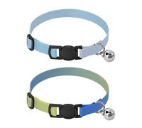 Lot de 2 colliers réglables pour chiens de petite taille, pour chiot, fille, garçon, bleu sarcelle, dégradé bleu pastel, jaune flou, bleu dégradé