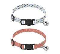 Lot de 2 colliers réglables pour chiens de petite taille - Pour chiot ou garçon - Fond blanc - Œil coloré et larme - Fond rose pâle - Feuille d'avocat