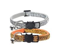 Lot de 2 colliers réglables pour chiens et chats - Clip de sécurité durable avec design élégant et jaune foncé - Accessoire confortable pour chaton et animal domestique