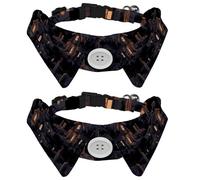 Lot de 2 colliers réglables pour petit chien et chat avec nœud papillon pour Halloween, motif cimetière