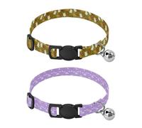 Lot de 2 colliers réglables pour petits chiens de 2,3 à 6,8 kg pour fille et garçon, marron, blanc, violet, arc-en-ciel, nuage