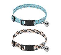 Lot de 2 colliers réglables pour petits chiens filles et garçons - Surf - Océan - Prédateur amusant - Plage - Monstres - Camion