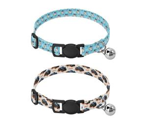 Lot de 2 colliers réglables pour petits chiens filles et garçons - Surf - Océan - Prédateur amusant - Plage - Monstres - Camion