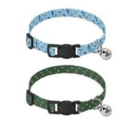 Lot de 2 colliers réglables pour petits chiens mâles, hirondelle printanière et fleur bleue, chapeau de Père Noël