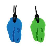 Lot De 2 Colliers Sensoriels à Mâcher En Forme De Dinosaure Sensory Chew Collier Chewing De Dentition Croquer Jouets Pour Autistes TDAH SPD Moteurs Ocraux Garçons Et Filles (Bleu + Vert)