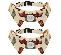 Lot de 2 colliers vintage à motif bottes de cowboy Wild West pour chiot, nœud papillon réglable pour chiens de petite et moyenne taille