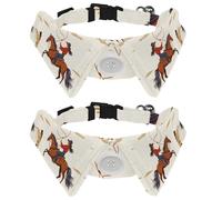 Lot de 2 colliers vintage Wild West cowgirls rodéo avec nœud papillon réglable pour animal domestique - Collier confortable et doux pour chien - Tour de cou de 28,4 à 31 cm