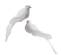 Lot de 2 colombes artificielles blanches en mousse avec clip, queue de 13