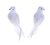 Lot de 2 colombes blanches en mousse artificielle pour amoureux de la paix et des oiseaux