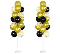 Lot de 2 colonnes de ballons avec confettis inclus - avec base et poteau, tour de ballons, toile de fond pour mariage, fête prénatale, fête d'anniversaire ou enterrement de vie de jeune fille (noir