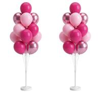 Lot de 2 colonnes de ballons roses avec base d'eau et poteau, toile de fond pour fête prénatale, remise de diplôme, retraite, fiançailles, thé, casino