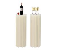 Lot de 2 colonnes de fleurs en carton avec plaques en PVC - Pliables - Blanc laiteux - Pour décoration de table, mariage, fiançailles, anniversaire
