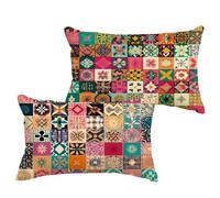 Lot de 2 Coloré Housse Coussin 40x70 cm Impermeable Lin Taie Oreiller Rectangulaire Double Face Imprimé avec Fermeture à Glissière Invisible, Boheme Coussin Décoration pour Canapé, Salon 1B-78