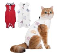 Lot de 2 combinaisons de convalescence chirurgicale pour chat pour plaies abdominales ou maladies de la peau, après une chirurgie, combinaison de pyjama, alternative au collier électrique pour chats