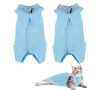Lot de 2 combinaisons de convalescence en coton modal respirant pour chat - Taille S (convient pour 2 à 4 kg) - Combinaison élastique anti-léchage avec collier réglable - Soin pour animaux domestiques