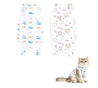 Lot de 2 combinaisons de convalescence pour chat, combinaison respirante et douce, combinaison chirurgicale anti-léchage, pour maladies de la peau, alternative au collier élisabéthain (C)