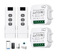 Lot de 2 commandes de volet roulant sans fil - Interrupteur sans fil - Interrupteur de volet roulant - Montage en saillie - Avec 1 télécommande - Jusqu'à 100 m de portée - Pour volets roulants, stores