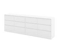 Lot de 2 Commode Chambre Blanche 100CM Largeur avec 6 Tiroirs, Meuble a Tiroir Vetement de Rangement Commode et Buffet Chambre Comodas Blanc pour Bureau Salon Chambres Couloir Meuble/100x37x69CM