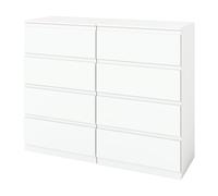 Lot de 2 Commode Chambre Bois Blanche 60 cm Largeur avec 4 Tiroirs/Meuble a Tiroir Vetement de Rangement Commode et Buffet Chambre Comodas Blanc pour Bureau Salon Chambres Couloir Meuble/60x40x98CM