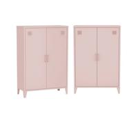 Lot de 2 commodes/armoires métal 2 portes Soho rose. casiers. L 75 x P 33 x H 110 cm