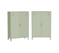 Lot de 2 commodes/armoires métal 2 portes Soho vert. casiers. L 75 x P 33 x H 110 cm