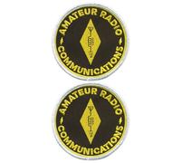 Lot de 2 - Communications radio amateur - Forme ronde - À coudre - Patch brodé